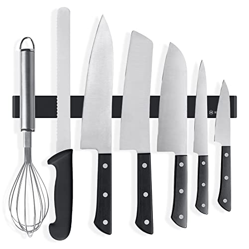 Rich&Ray Magnetic Knife Strip No Drilling, Kitchen Knife Magnetic Holder for Wall, Kitchen Accessories Organizer Bar or Used in Organizing Tools (Stainless Steel-12 inch, Black) - Image 1