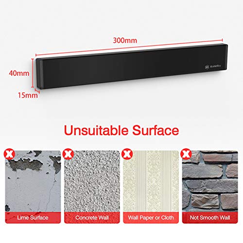 Rich&Ray Magnetic Knife Strip No Drilling, Kitchen Knife Magnetic Holder for Wall, Kitchen Accessories Organizer Bar or Used in Organizing Tools (Stainless Steel-12 inch, Black) - Image 3