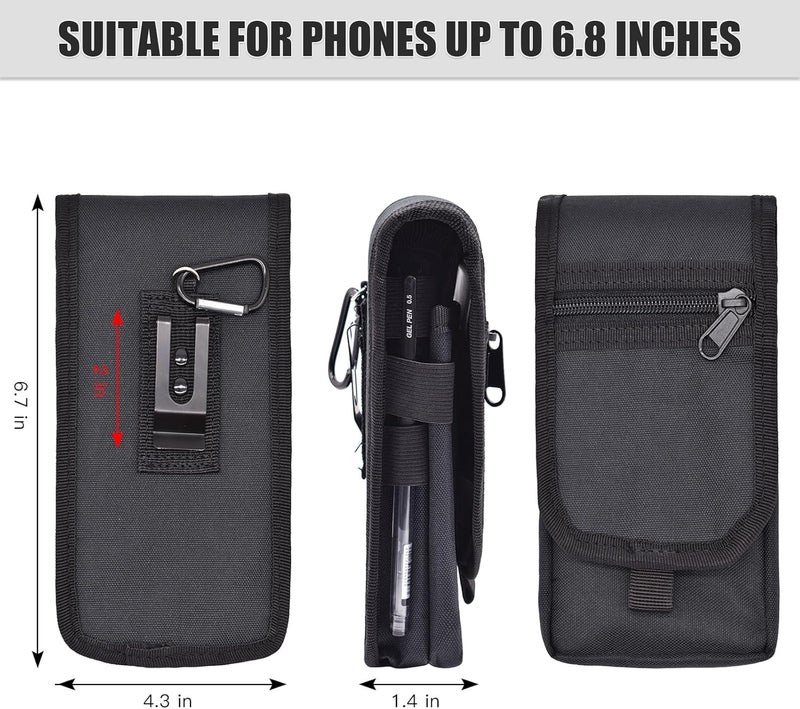 KATOLK Dual Phone Holster, Large Smartphone Pouch, Belt Cell Phone Holder for iPhone 16/15/14 Pro Max & Samsung Phones, Compatible with Power Bank, for Work, Hiking, Camping, Barbecue, Rescue (L) - Image 2