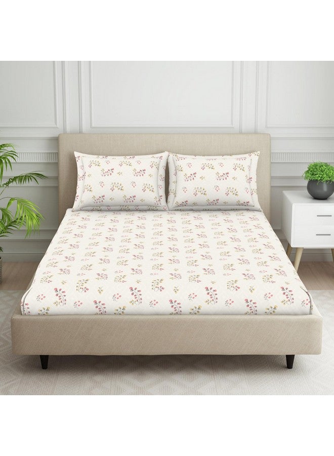 Welspun 120 TC Polycotton Bedsheet for Double Bed with 2 Pillow Cover | Skin Safe & Super Soft Queen Size Bed Sheet | (88 X 100 Inch) - Floral Grey | Harmony - Image 1