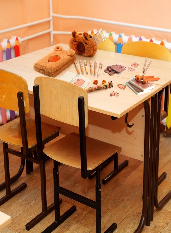 Saypacck 83 Pcs Capybara School Gift Kawaii Stationery Set 10 in 1 Ballpoint Pen Plush Capybara Notebook Sticky Note Mechanical Pencil Spiral Book Pencilcase for Back to School Birthday Christmas Gift - Image 5