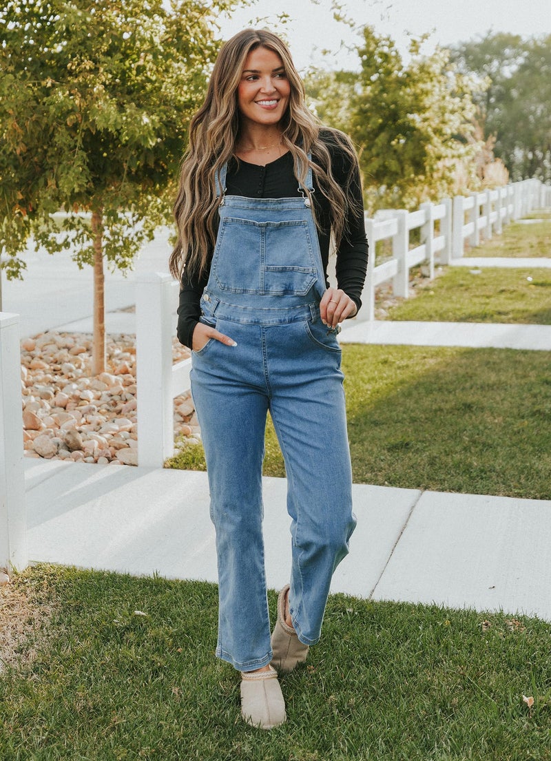 luvamia Overalls Women Loose Fit Denim Bib Baggy Overall Jumpsuit Straight Wide Leg Stretchy Jean Pants Fashion A3 Blue Shadow Size X-Large Fits US 16-18 - Image 5