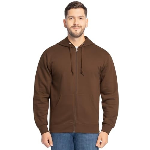 Fruit of the Loom Men's Eversoft Fleece Hoodies (Regular & Big Man), Full Zip - Warm Mocha, Medium - Image 1