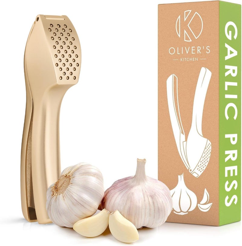 Oliver's Kitchen أوليفرز كيتشن ® كسارة ثوم متميزة - سهلة الاستخدام والتنظيف - كسارة ثوم وزنجبيل بدون تعب وبدون تقشير - قوية ومتينة - Image 1