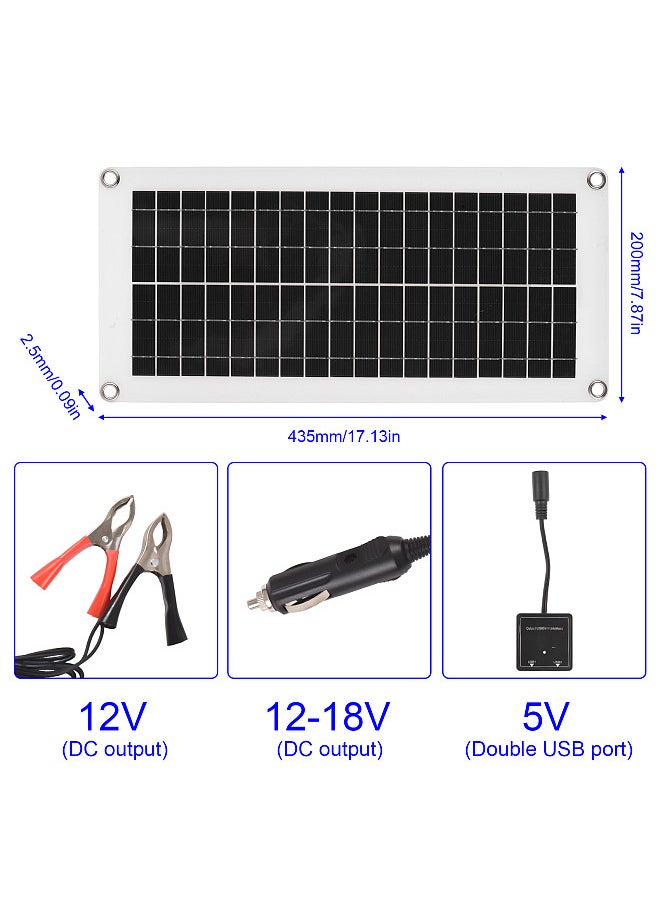 Generic 20 Watt 12 Volt Solar Panel Kit Waterproof Solar Panel with High Efficiency Polycrystalline Silicon Solar Panel and 300W 60A PWM Charge Controller for RV / Camper / Vehicle / Caravan  - Image 4