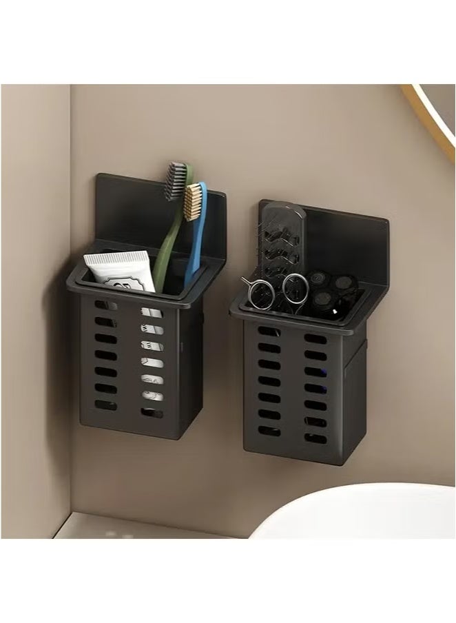 Miamia 3 Piece Toothpaste Holder, Toothbrush Holder, Wall Mounted Storage Box, Bathroom Toiletries Shelf, Traceless Installation, Bathroom Accessories Black - Image 3