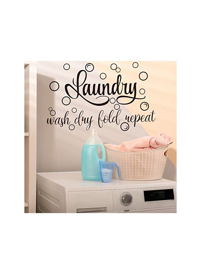 S-TOP Laundry Room Vinyl Wall Decal Saying Wash Dry Fold Repeat Wall Sticker Bubble Sticker Decals Laundry Art Signs Wall Quote Sticker for Decoration Supplies (Black,13.8 x 21.7 Inch) - Image 3