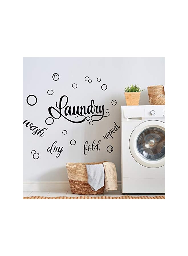 S-TOP Laundry Room Vinyl Wall Decal Saying Wash Dry Fold Repeat Wall Sticker Bubble Sticker Decals Laundry Art Signs Wall Quote Sticker for Decoration Supplies (Black,13.8 x 21.7 Inch) - Image 2