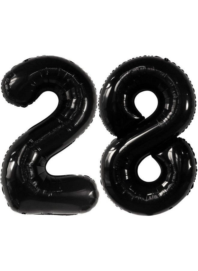 KATCHON Large 28 Balloon Number Black 40 Inch ; Black 28 Birthday Balloons 28Th Birthday Decorations For Men Women ; 28 Balloons For Birthday ; 28 Birthday Decorations For Women 28Th Birthday Balloons  - Image 2