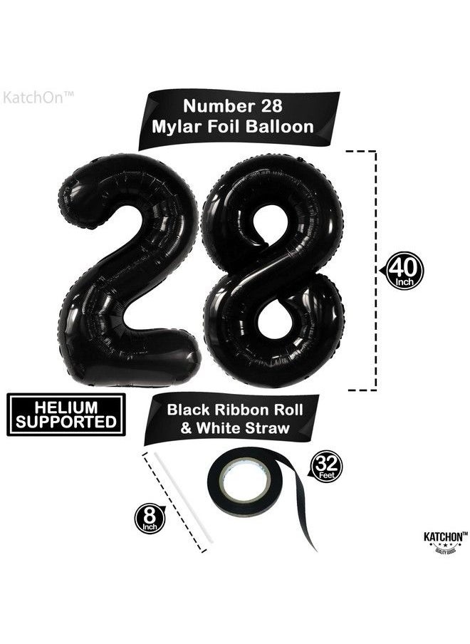 KATCHON Large 28 Balloon Number Black 40 Inch ; Black 28 Birthday Balloons 28Th Birthday Decorations For Men Women ; 28 Balloons For Birthday ; 28 Birthday Decorations For Women 28Th Birthday Balloons  - Image 5