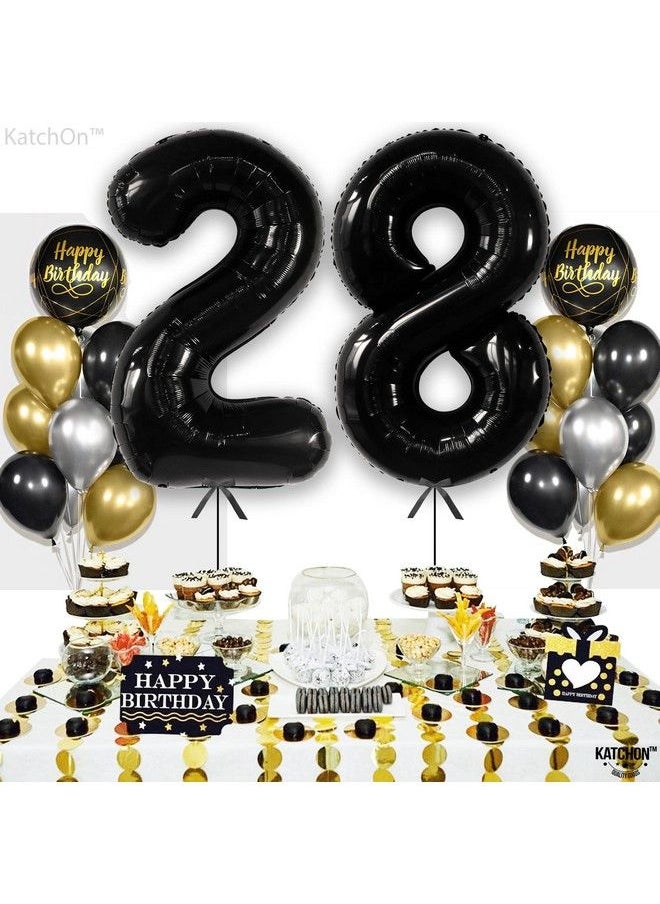 KATCHON Large 28 Balloon Number Black 40 Inch ; Black 28 Birthday Balloons 28Th Birthday Decorations For Men Women ; 28 Balloons For Birthday ; 28 Birthday Decorations For Women 28Th Birthday Balloons  - Image 3