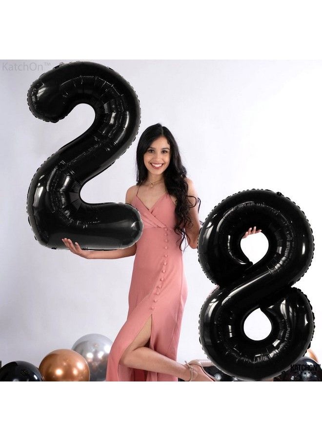 KATCHON Large 28 Balloon Number Black 40 Inch ; Black 28 Birthday Balloons 28Th Birthday Decorations For Men Women ; 28 Balloons For Birthday ; 28 Birthday Decorations For Women 28Th Birthday Balloons  - Image 4