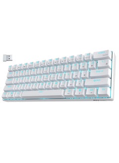 RK61 Wireless 60% Mechanical Gaming Keyboard, Ultra-Compact Bluetooth Keyboard with Tactile Blue Switches, Compatible for Multi-Device Connection, White