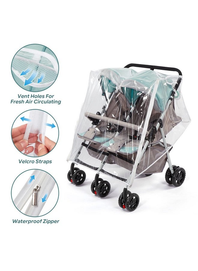 PAHTTO Double Stroller Rain Cover, Waterproof Weather Shield for Side by Side Baby Double Stroller, Twins Stroller Cover for Rain/Wind/Snow/Cold/Dust, Baby Outdoor Accessories - Image 3