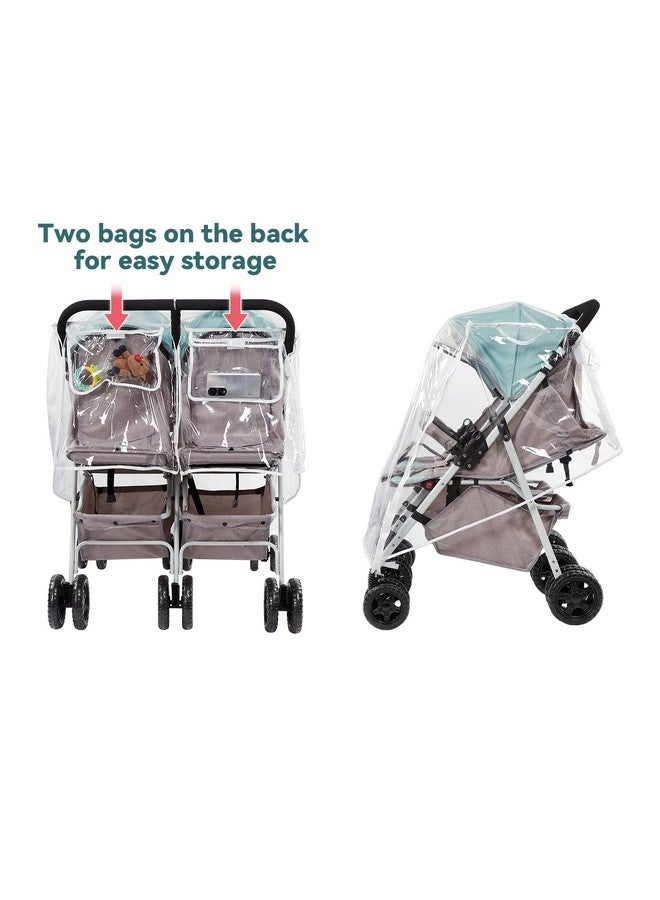 PAHTTO Double Stroller Rain Cover, Waterproof Weather Shield for Side by Side Baby Double Stroller, Twins Stroller Cover for Rain/Wind/Snow/Cold/Dust, Baby Outdoor Accessories - Image 5
