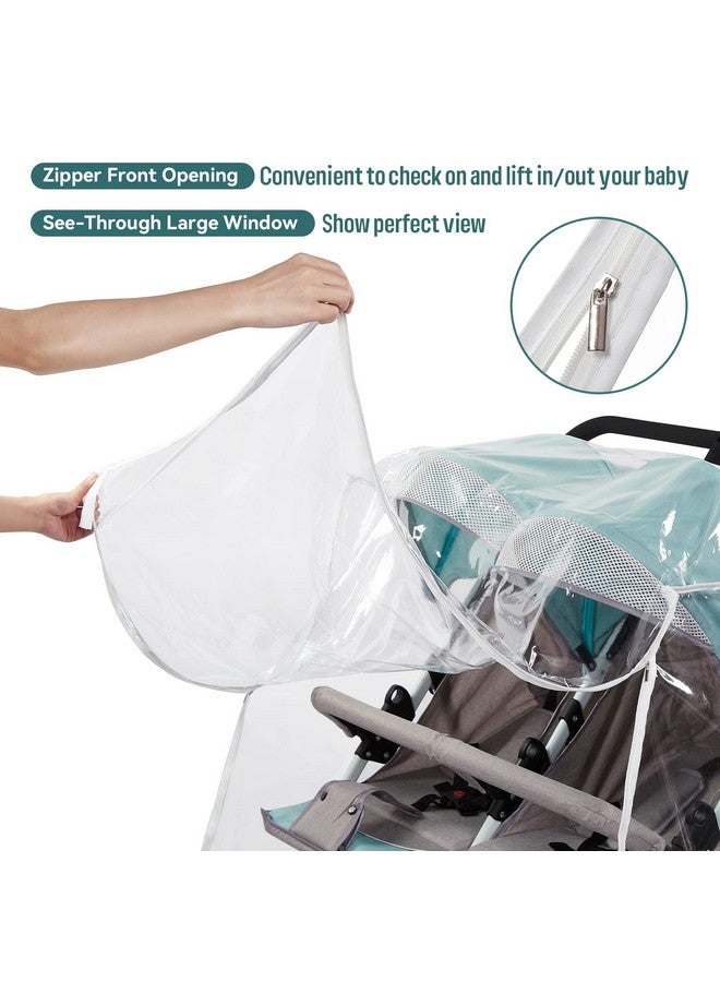 PAHTTO Double Stroller Rain Cover, Waterproof Weather Shield for Side by Side Baby Double Stroller, Twins Stroller Cover for Rain/Wind/Snow/Cold/Dust, Baby Outdoor Accessories - Image 4