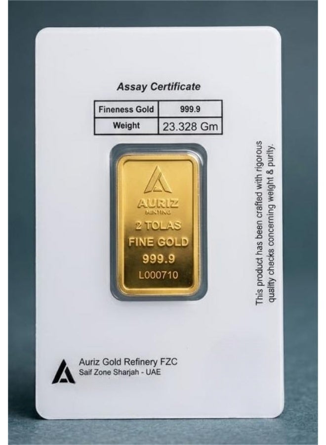 AURIZ MINTING Rizan Jewellery - Auriz Minting 2 Tola 24K Gold Bar Rose Flower Design - Image 2