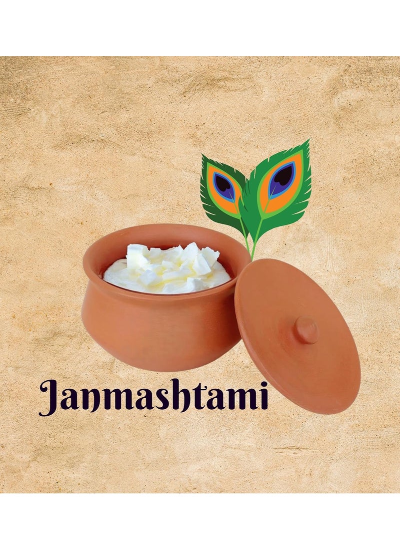 Terra Charms Terra Charms Clay Handi for Echoes of Janmashtami The Clay Handi of Devotion Clay Pot Serving Pot Hand Craft Handi for Making Makhan Mishri Bhog Parsadm 1L Capacity  - Image 3