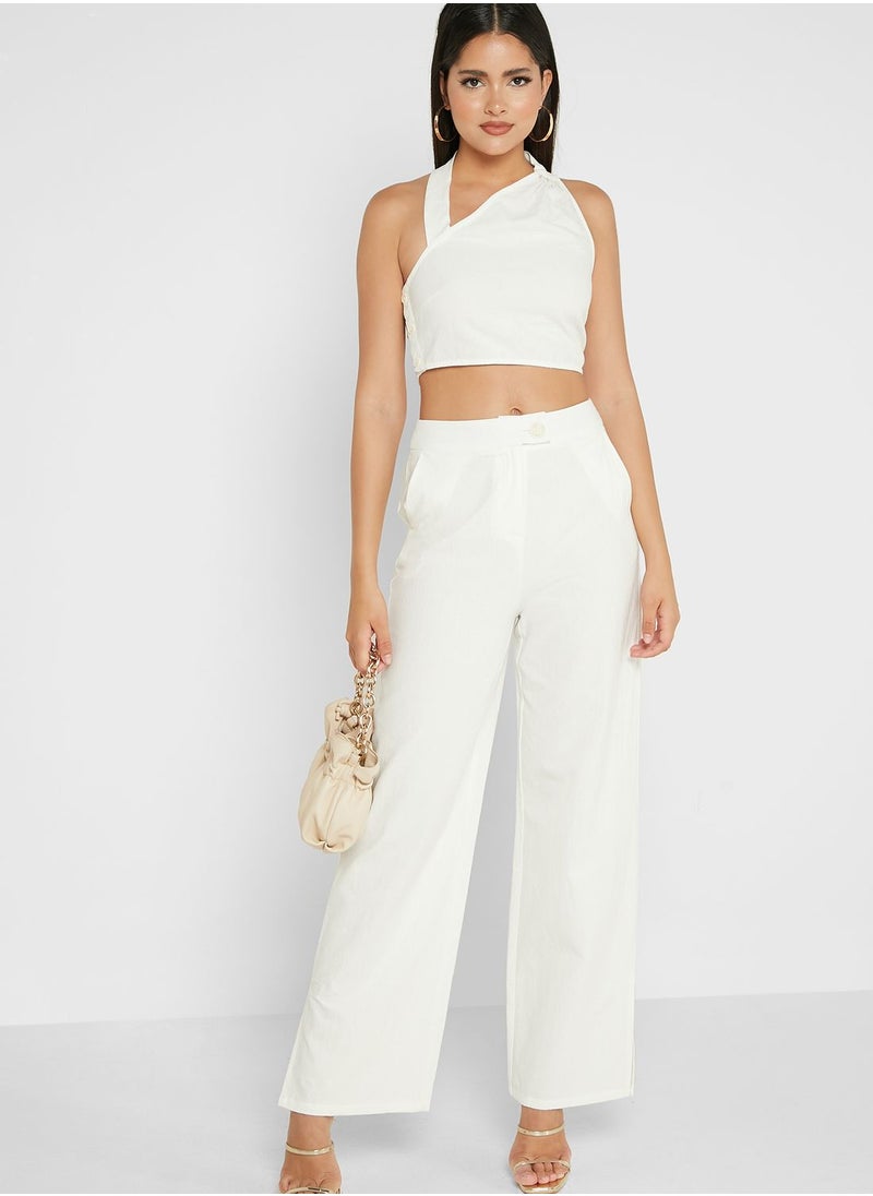 4th & Reckless - One Shoulder Button Detail Top - Image 1