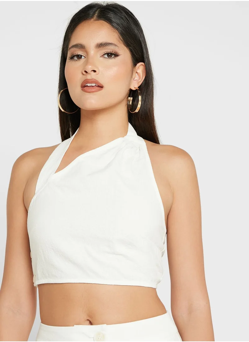 4th & Reckless One Shoulder Button Detail Top