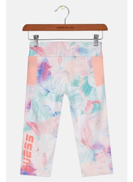 GUESS Kids Girl Sportswear Fit Allover Print Pants, Pink Combo  - Image 2