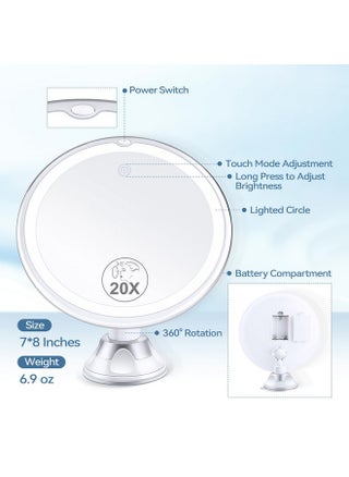 2024 Upgraded Magnifying Mirror With Light, 20X Lighted Magnifying Mirror With Suction Cup And Tweezers, 3 Colors Vanity Mirror, 360 Rotation, Makeup Mirror With Lights 8 Inches - pzsku/Z317B0C205E340166AD2FZ/45/_/1734437940/16a31662-5932-4466-99d4-02632d617691