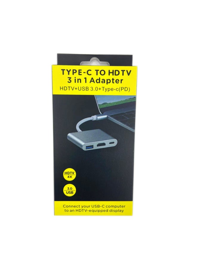 Source Type-c To Hdmi HD 4K One-to-three Docking Station Three-in-one Adaptation Ma Computer Switch-Number Of Interfaces:Black  Three-in-one  - Image 1