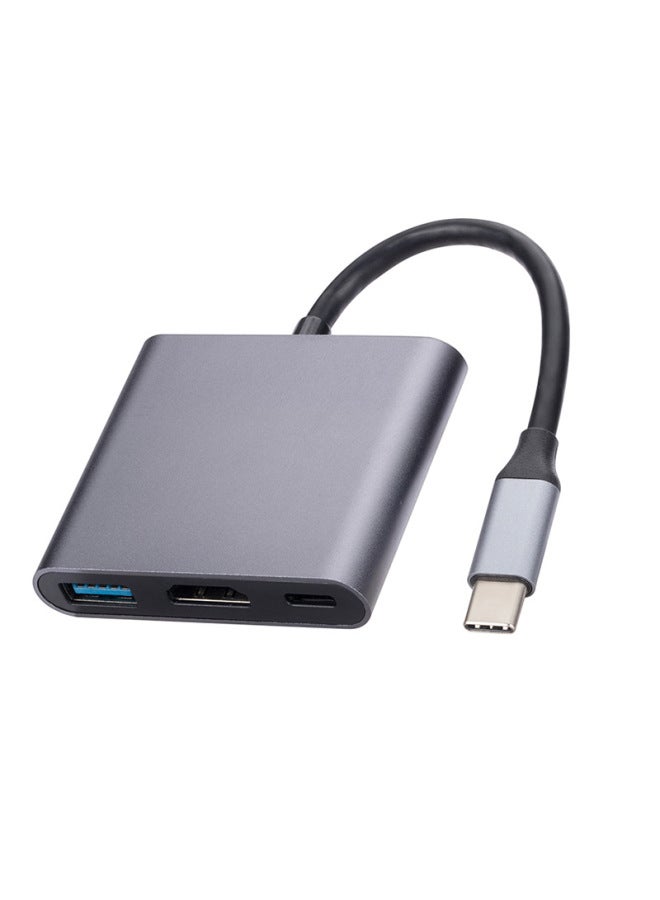 Source Type-c To Hdmi HD 4K One-to-three Docking Station Three-in-one Adaptation Ma Computer Switch-Number Of Interfaces:Black  Three-in-one  - Image 2