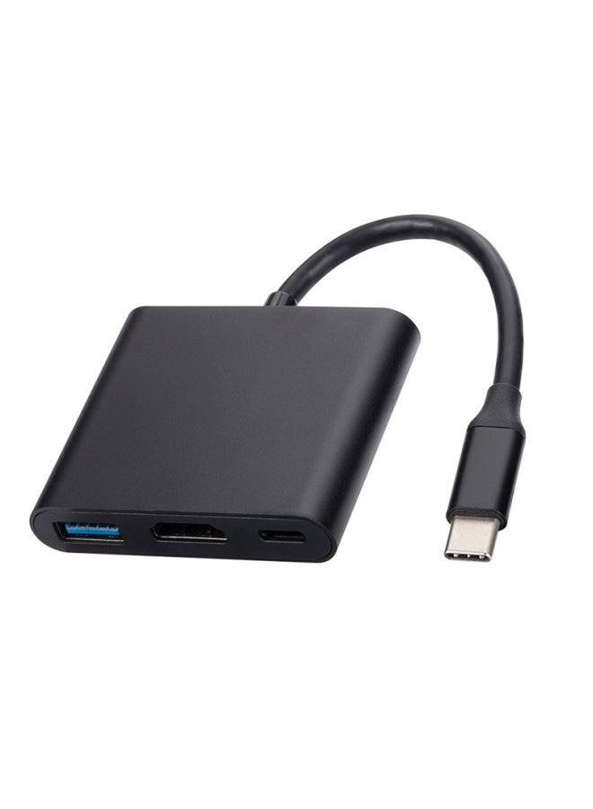 Source Type-c To Hdmi HD 4K One-to-three Docking Station Three-in-one Adaptation Ma Computer Switch-Number Of Interfaces:Black  Three-in-one  - Image 3