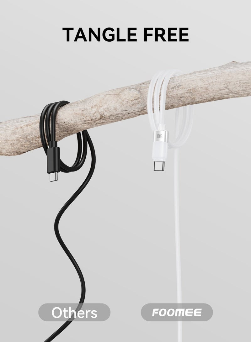 فو ميالتكنولوجيا المحدودة كابل بيانات USB Type-C إلى C بقوة 60 واط، مادة سيليكون ناعمة وصديقة للبشرة، متوافق مع iPhone 17/16 وسامسونج وهواوي وشاومي وAirPods وiPad Pro والأجهزة اللوحية، 1.2 متر - Image 2