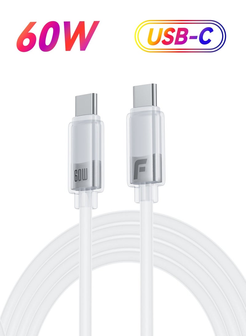فو ميالتكنولوجيا المحدودة كابل بيانات USB Type-C إلى C بقوة 60 واط، مادة سيليكون ناعمة وصديقة للبشرة، متوافق مع iPhone 17/16 وسامسونج وهواوي وشاومي وAirPods وiPad Pro والأجهزة اللوحية، 1.2 متر - Image 1