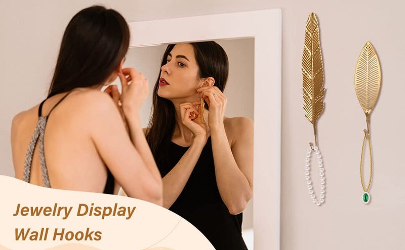 US1984 Decorative Leaves Metal Wall Hook Extra Large Antique Modern Key Holder Wall Mounted Gold Single Prong Coat Hanging Keys Clothes Towel Hanger Home Decor Hook A - Image 4