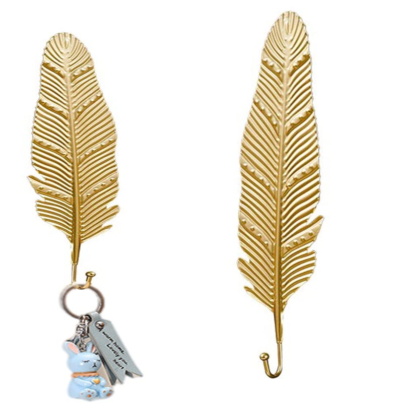 US1984 Decorative Leaves Metal Wall Hook Extra Large Antique Modern Key Holder Wall Mounted Gold Single Prong Coat Hanging Keys Clothes Towel Hanger Home Decor Hook A - Image 1
