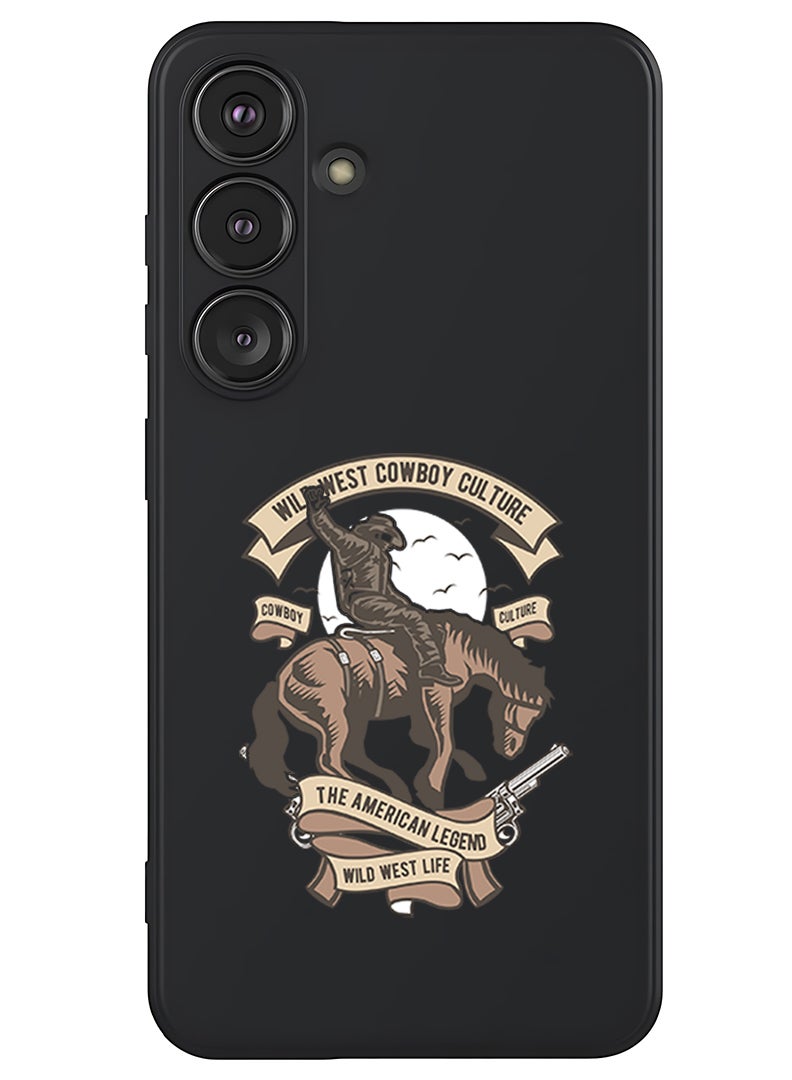 Theodor Protective Slim Fit Case Liquid Silicone Cover with Full Body Protection Anti-Scratch Shockproof Case For Samsung Galaxy S25 Plus (Black) - Wild west cowboy - Image 1
