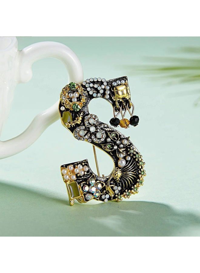 RINHOO Pearl Initial Brooch Pin Crystal A-Z 26 Alphabet Letters Brooch Colorful Enamel Breastpin Pin Jewelry for Women Girl Gifts - Image 4