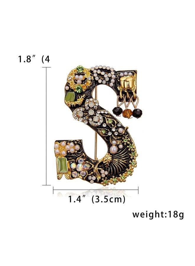 RINHOO Pearl Initial Brooch Pin Crystal A-Z 26 Alphabet Letters Brooch Colorful Enamel Breastpin Pin Jewelry for Women Girl Gifts - Image 3