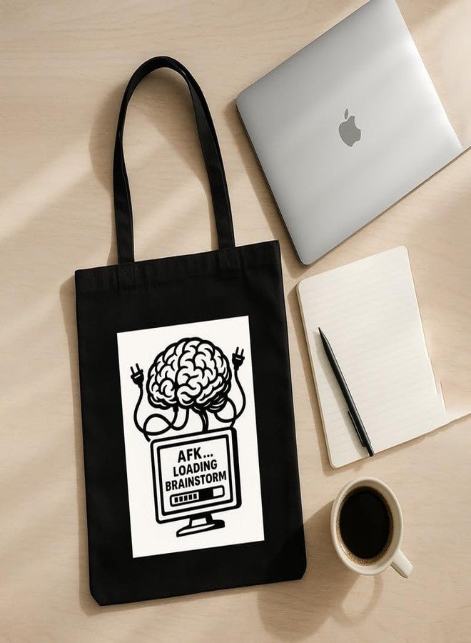 Megrok Brainstorm Tote Bag for Women | Front A4 Size Printed Pocket | 16x14 Inch Idea Generation Cotton Bag | Creative Problem Solver - Image 4