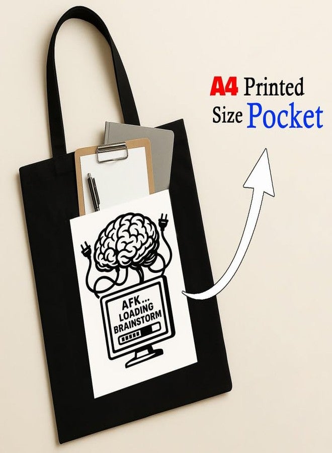 Megrok Brainstorm Tote Bag for Women | Front A4 Size Printed Pocket | 16x14 Inch Idea Generation Cotton Bag | Creative Problem Solver - Image 2