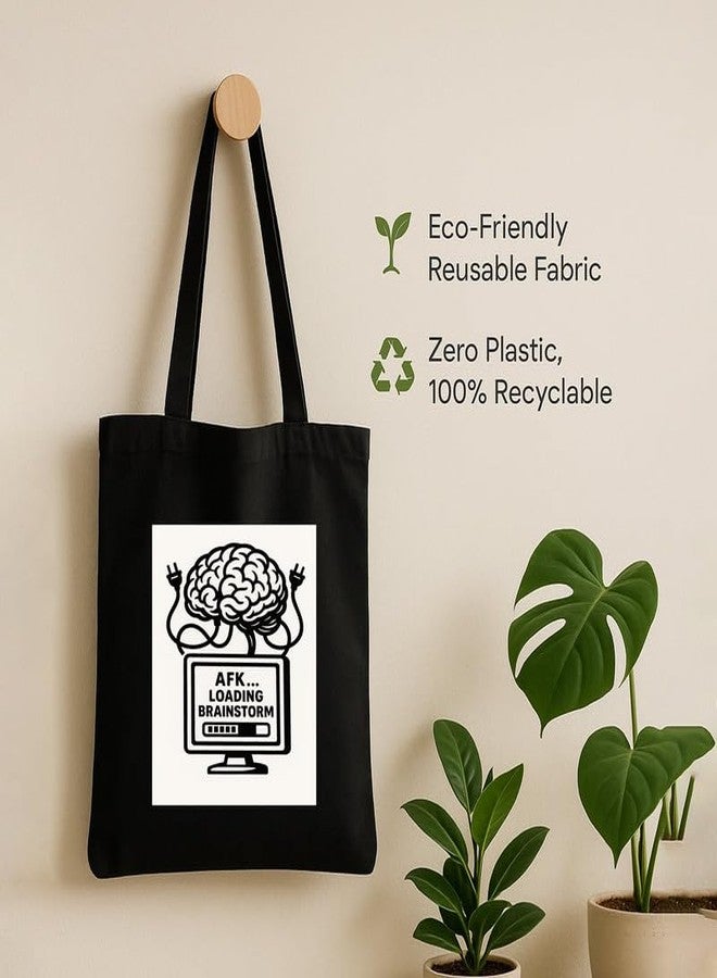 Megrok Brainstorm Tote Bag for Women | Front A4 Size Printed Pocket | 16x14 Inch Idea Generation Cotton Bag | Creative Problem Solver - Image 5