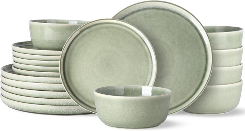 AmorArc Stoneware Dinnerware SetsRound Reactive Glaze Ceramic Plates and Bowls SetHighly Chip and Crack Resistant  Dishwasher  Microwave Safe DishesService for 6 18pc - Image 1