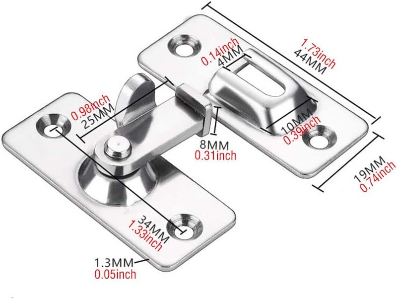 dingchi Door Hasp Latch 90 Degree, Stainless Steel Safety Angle Locking Latch for Push/Sliding/Barn Door, Satin Nickel - Image 2