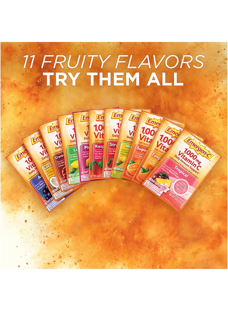 إميرجن-سي Emergen-C 1000 مجم مسحوق فيتامين C مع مضادات الأكسدة وفيتامينات B والإلكتروليتات بنكهة الليمون الوردي 30 قطعة - Image 5