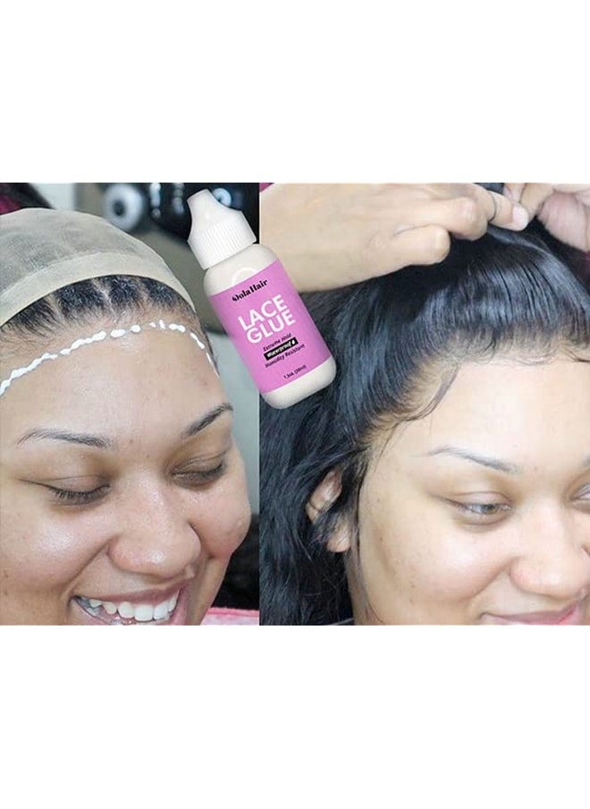 Dolahair Lace Glue For Wigs, Wig Glue For Front Lace Wig Waterproof Super Hold Hair Glue For Weave, Invisible Hair Bonding Glue Extreme Hold For Hair Systems (Lace Glue+2 Wig Bands)  - Image 2