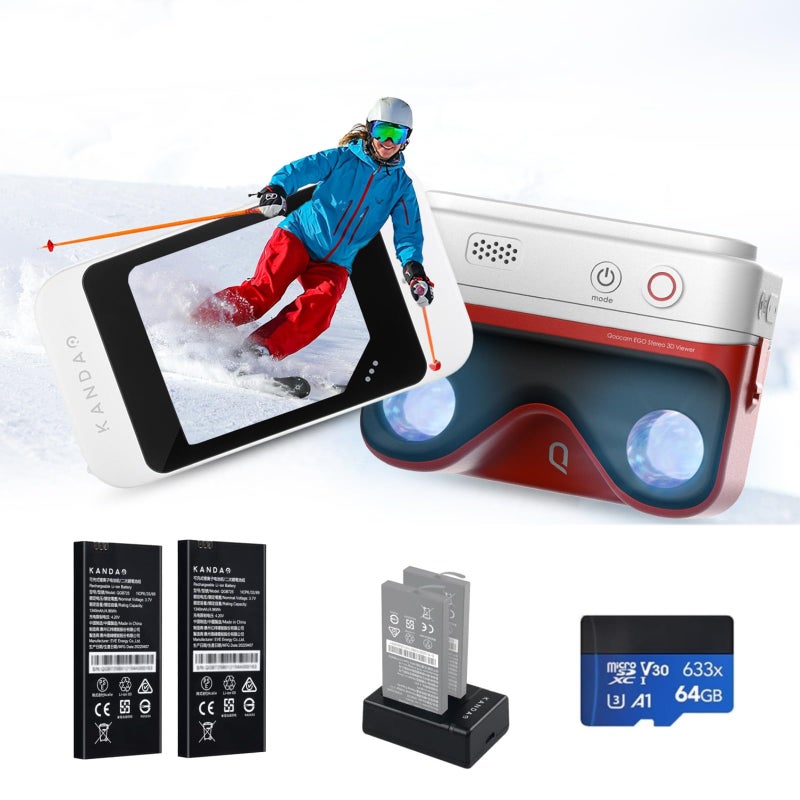 KanDao QooCam EGO ViewerIntegrated 3D VR Camera 24MP8K Photos4K 60FPS Videos Stereoscopic 3D Instant Display Camera Compatible on VR HeadsetsAR GlassesProjectors Charging Kit - Image 2