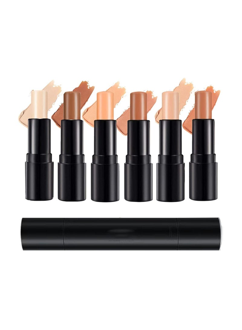 SYOSI 2023 Upgraded Version of Concealer Stick 6 Colors Concealer Highlight Stick 2 in 1 Double Head Repair Cream Repair Waterproof Professional Facial Repair - Image 1