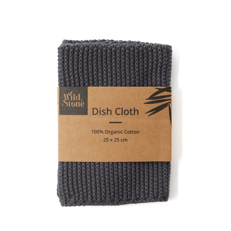 Wild Stone Wild & Stone | Organic Cotton Dish Cloth | Eco-Friendly Kitchen Cloth | Biodegradable & Compostable Cleaning Cloth | Slate Grey - Image 1