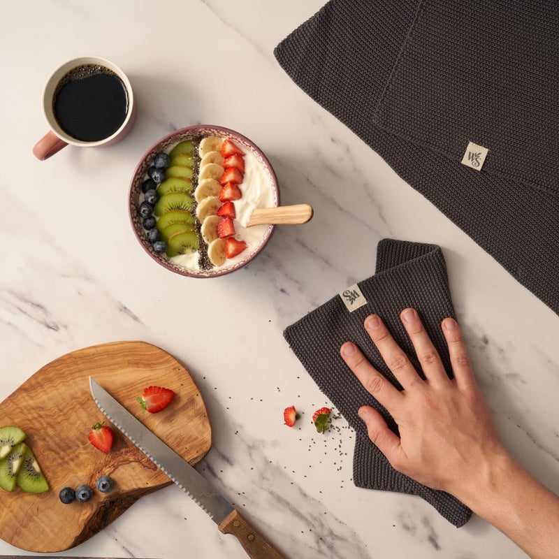 Wild Stone Wild & Stone | Organic Cotton Dish Cloth | Eco-Friendly Kitchen Cloth | Biodegradable & Compostable Cleaning Cloth | Slate Grey - Image 3