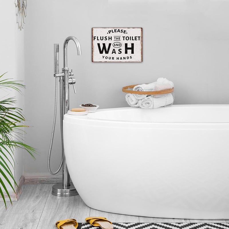 Sanwarm Metal Sign 8X12 Inch, Please Flush The Toilet and Wash Your Hands Vintage Tin Sign Wall Art Decor for Home, Bathroom, Toilet Decoration - Image 5