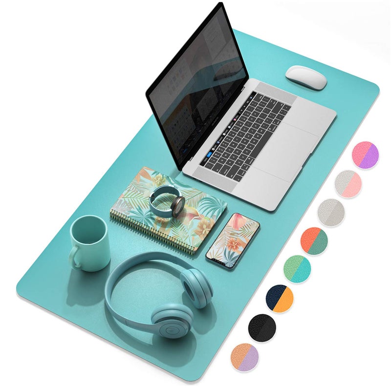 YSAGi Desk Pad Desk Mat 315 x 157 Laptop Leather Desk Pad Protector Large Leather Desk Blotter for Keyboard and Mouse Waterproof Desk Writing Pad for OfficeCalamine BlueCobalt Green