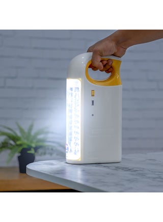 فانوس طوارئ ثلاثي الأبعاد عالي الطاقة، بطارية الرصاص الحمضية، 33 قطعة 2835SMD LED | حماية الشحن الزائد | زجاج بي سي غير قابل للكسر | إضاءة أوتوماتيكية | مخرج USB كستنائي كستنائي - view 2